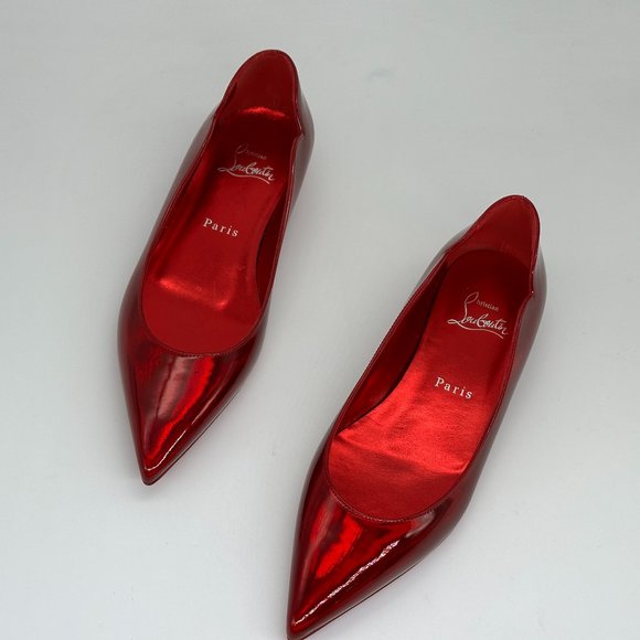 Christian Louboutin HOT CHICKITA Scallop Patent Ballerina Flat Shoes Loubi - Picture 13 of 16